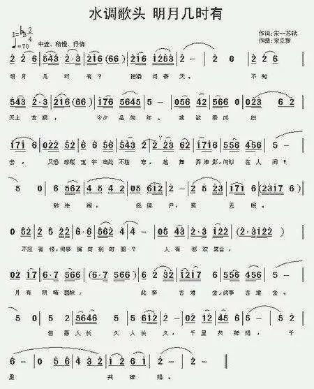 水调歌头曲谱王菲