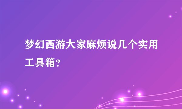 梦幻西游大家麻烦说几个实用工具箱？