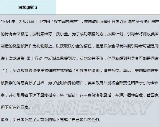 《合金装备》系列人物剧情 合金装备系列关键人物剧情整理