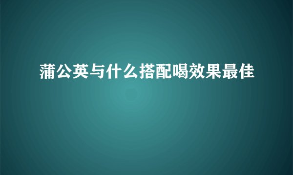 蒲公英与什么搭配喝效果最佳
