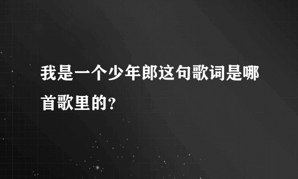 我是一个少年郎这句歌词是哪首歌里的？