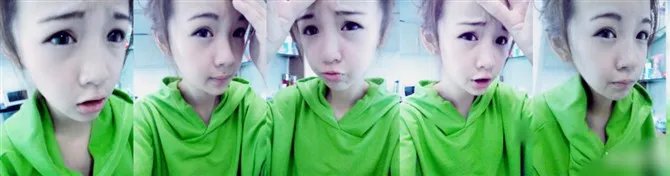 网络红人张依依穿绿衣服的头像。没有刘海好像有三张