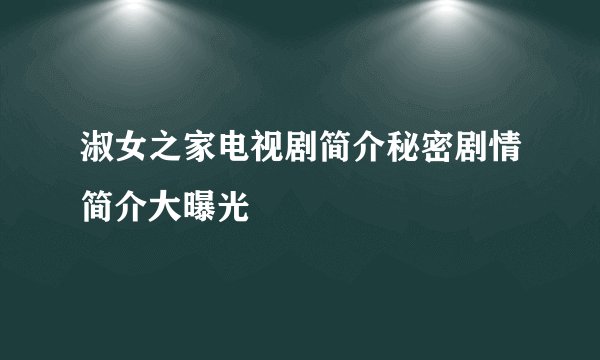 淑女之家电视剧简介秘密剧情简介大曝光