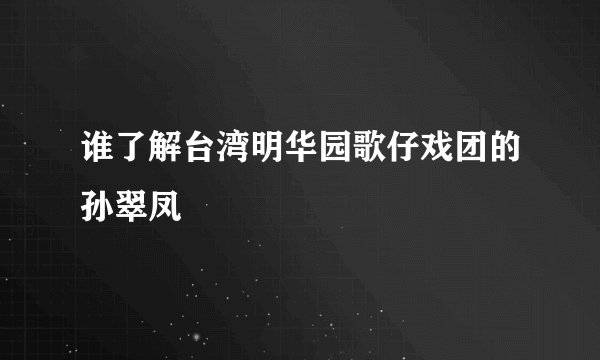 谁了解台湾明华园歌仔戏团的孙翠凤