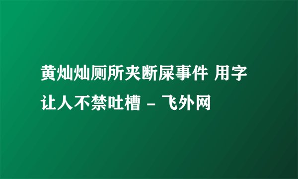 黄灿灿厕所夹断屎事件 用字让人不禁吐槽 - 飞外网