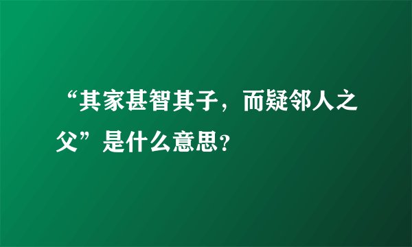 “其家甚智其子，而疑邻人之父”是什么意思？