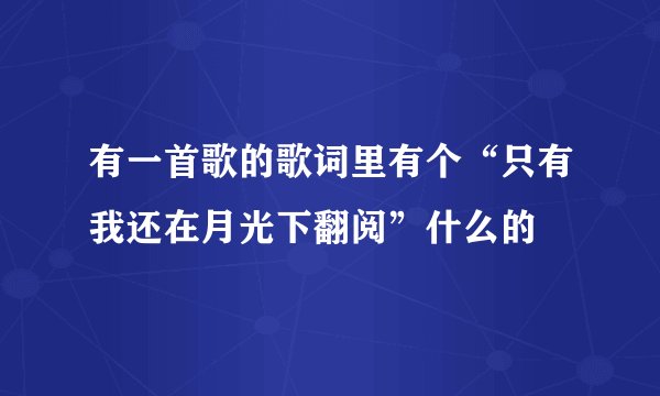 有一首歌的歌词里有个“只有我还在月光下翻阅”什么的