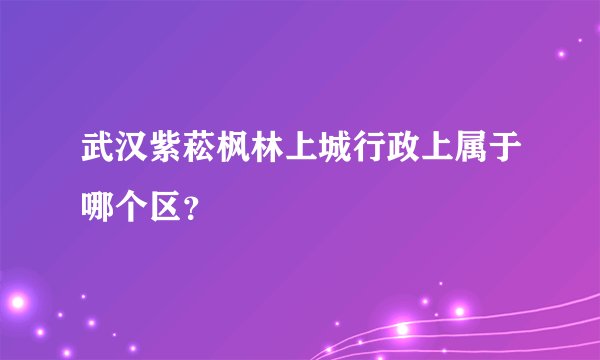 武汉紫菘枫林上城行政上属于哪个区？