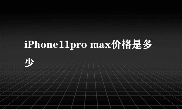 iPhone11pro max价格是多少