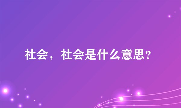 社会，社会是什么意思？