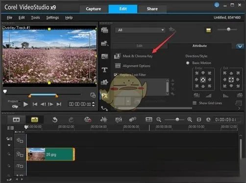《会声会影》x9添加不在界面遮罩方法教程