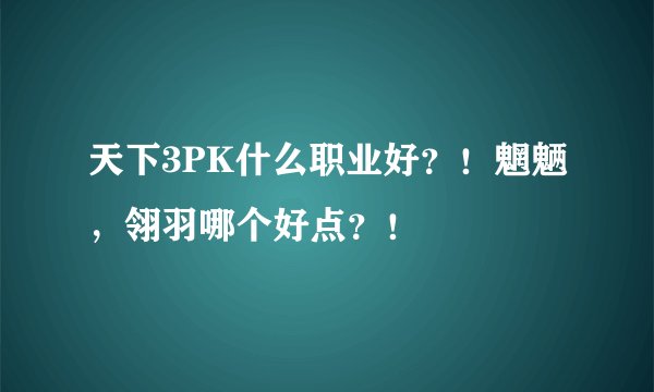 天下3PK什么职业好？！魍魉，翎羽哪个好点？！